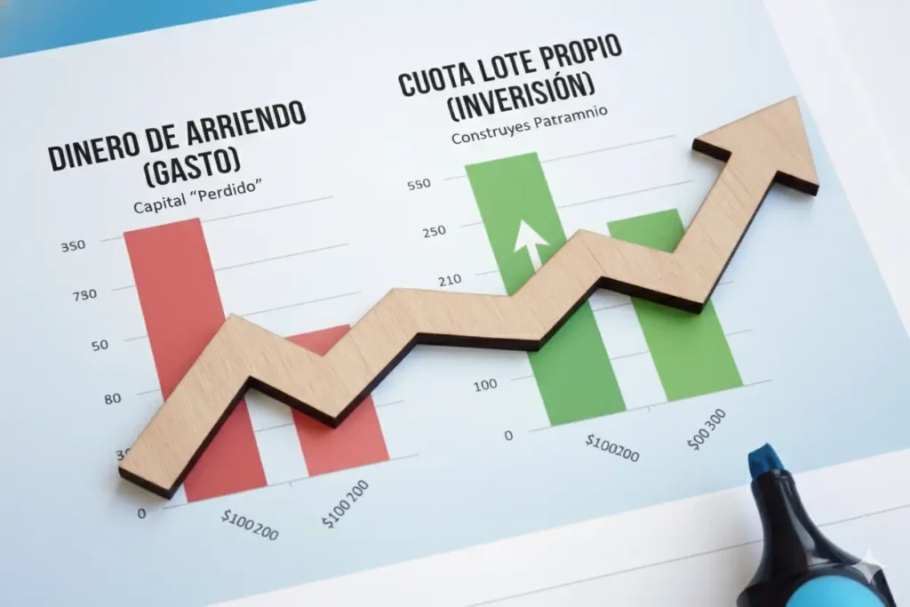 Comparativa costo arriendo vs inversión cuota lote propio financiado ideal trabajo remoto fuera ciudad